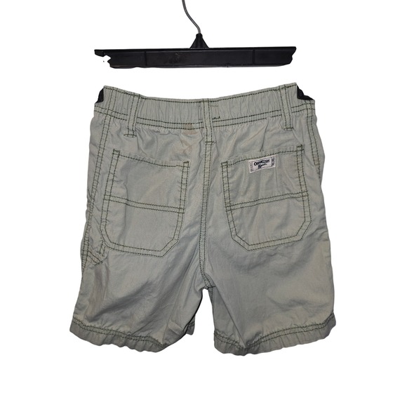 OshKosh Bgosh Boys Sage Green Cotton Cargo Shorts Size 6 Elastic Waist Utility - Picture 2 of 3